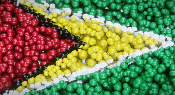Bandeira Abstrata Guiana Composta Bolas Múltiplas Bolhas Plástico Desenho Conceitual — Fotografia de Stock
