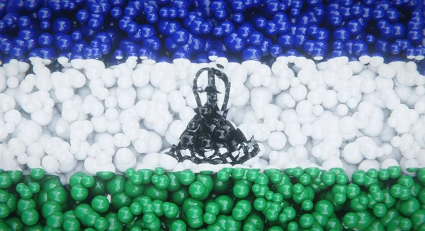 레소토의 추상적 깃발은 공이나 플라스틱 거품으로 만들어 플래그 디자인 렌더링 — 스톡 사진