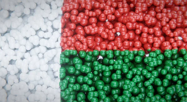 Abstrakcyjna Flaga Madagaskaru Złożona Wielu Kulek Lub Plastikowych Pęcherzyków Koncepcyjny — Zdjęcie stockowe