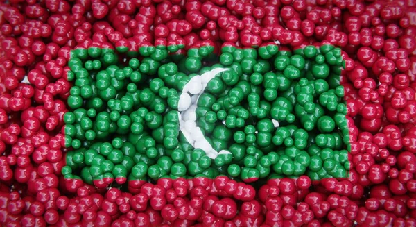 Abstrakte Flagge Der Malediven Die Aus Mehreren Kugeln Oder Plastikblasen — Stockfoto