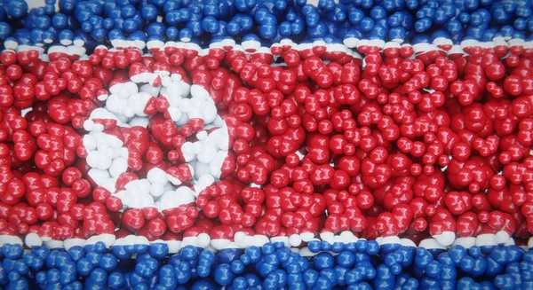 Abstrakcyjna Flaga Korei Północnej Składa Się Wielu Kulek Lub Plastikowych — Zdjęcie stockowe
