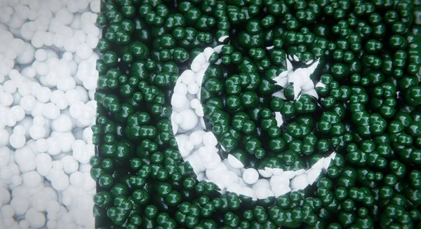 Pakisztán Absztrakt Zászlaja Több Golyóból Vagy Műanyag Buborékból Áll Koncepcionális — Stock Fotó