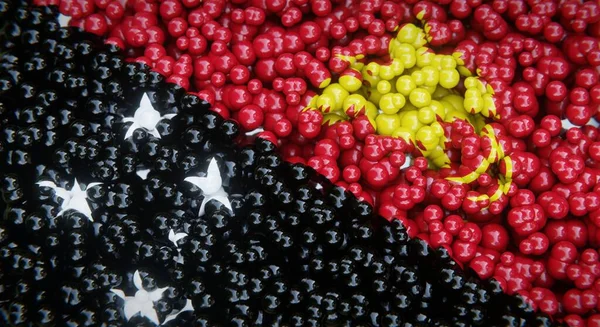 Abstrakte Flagge Papua Neuguineas Die Aus Mehreren Kugeln Oder Plastikblasen — Stockfoto