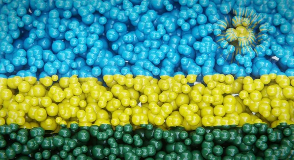 Abstrakt Flagga Rwanda Består Flera Bollar Eller Plastbubblor Konceptuell Flaggdesign — Stockfoto