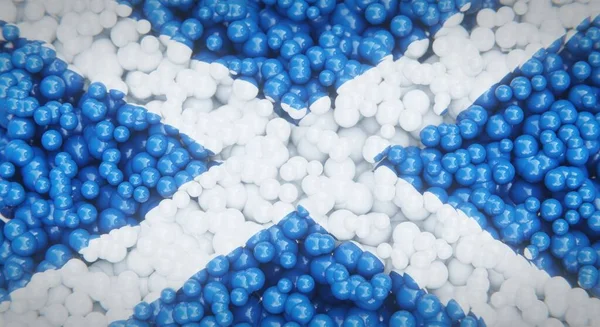 Abstrakt Flagga Skottland Består Flera Bollar Eller Plastbubblor Konceptuell Flaggdesign — Stockfoto