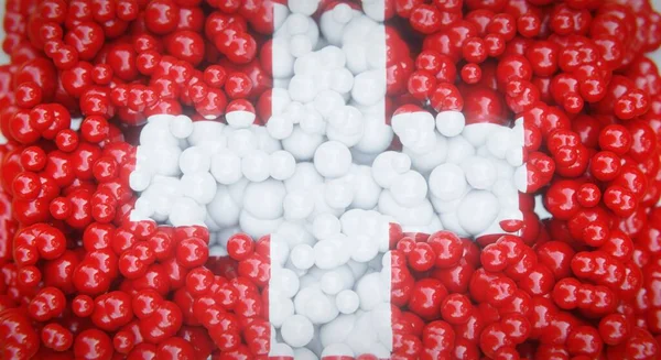 스위스의 깃발은 공이나 플라스틱 거품으로 이루어져 플래그 디자인 렌더링 — 스톡 사진