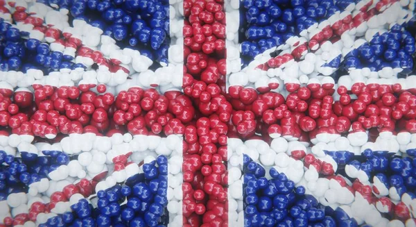 Αφηρημένη Σημαία Του Ηνωμένου Βασιλείου Αποτελούμενη Από Πολλαπλές Μπάλες Πλαστικές — Φωτογραφία Αρχείου