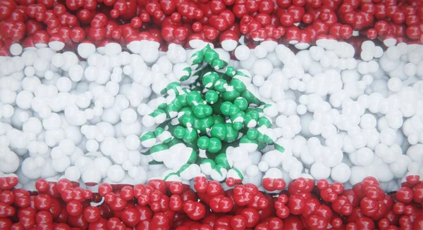 Αφηρημένη Σημαία Του Λιβάνου Που Αποτελείται Από Πολλαπλές Μπάλες Πλαστικές — Φωτογραφία Αρχείου