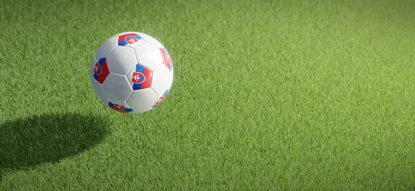 Futebol Futebol Bola Design Com Bandeira Eslováquia Contra Grama Arremesso — Fotografia de Stock