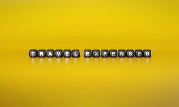 Words Travel Expenses Spelled Out White Text Dark Wooden Blocks — Stock Photo, Image