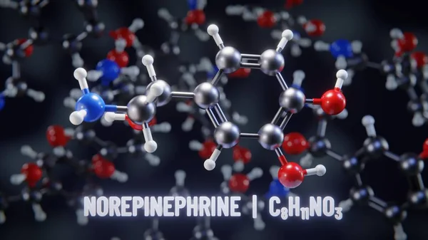 Norepinephrine molecular structure. 3D illustration