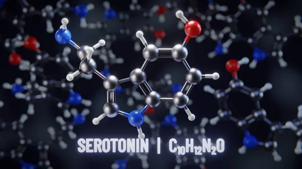 Serotonin molecular structure. 3D illustration