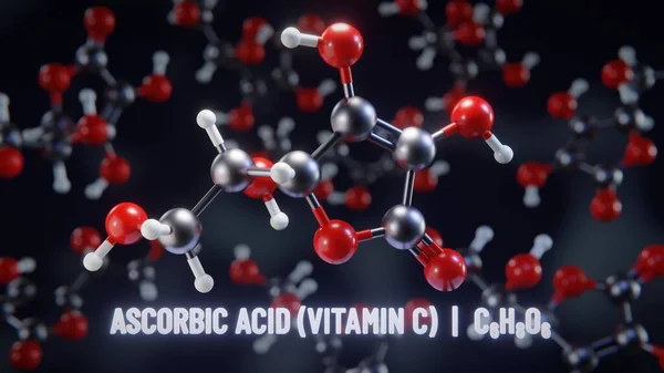 Ascorbinezuur Vitamine Moleculaire Structuur Illustratie — Stockfoto