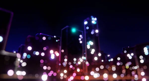 Lumières Ville Abstraites Nuit Avec Effet Flou Bokeh — Photo