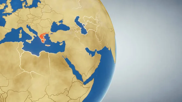 Земной Шар Страной Греции Выделен Красным Иллюстрация — стоковое фото