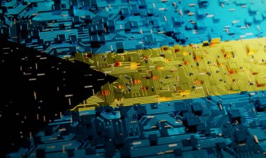 Bahamalar 'ın ulusal bayrağını taşıyan teknoloji geçmişi. 3B görüntüleme 