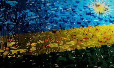 Ruanda bayrağı taşıyan teknoloji geçmişi. 3B görüntüleme 