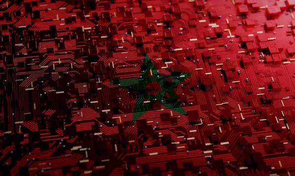 モロッコの国旗を持つ技術的背景 3Dレンダリング — ストック写真