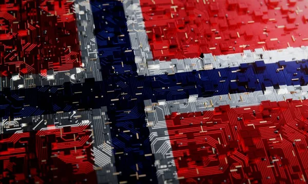 Teknisk Bakgrund Med Norges Nationella Flagga Rendering — Stockfoto