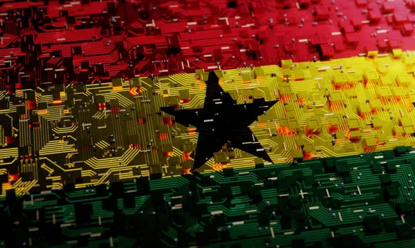 ガーナの国旗の技術的背景 3Dレンダリング — ストック写真