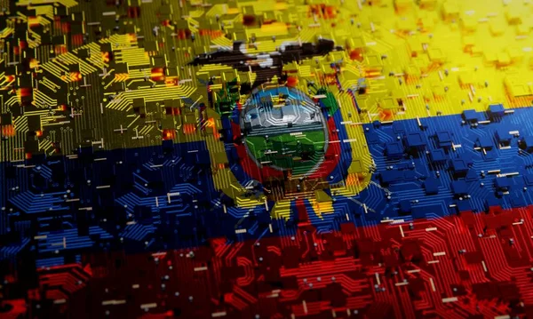 Teknisk Bakgrund Med Ecuadors Nationella Flagga Rendering — Stockfoto