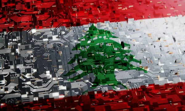 기술의 배경은 레바논의 국기입니다 렌더링 — 스톡 사진