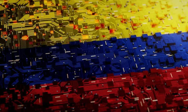 Teknisk Bakgrund Med Colombias Nationella Flagga Rendering — Stockfoto