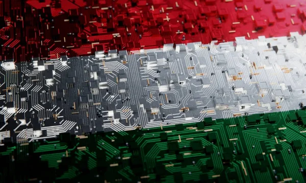 Technology Background National Flag Hungary Rendering — Stock Photo, Image