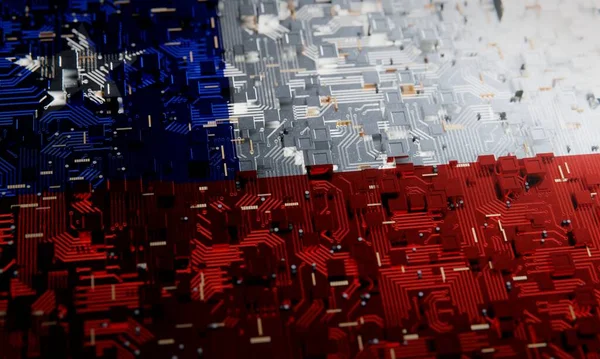 Teknisk Bakgrund Med Chiles Nationella Flagga Rendering — Stockfoto