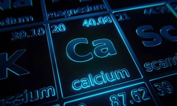 Összpontosítson Kémiai Elem Kalcium Megvilágított Periódusos Táblázat Elemek Renderelés — Stock Fotó
