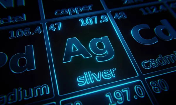 Focus Chemisch Element Zilver Verlicht Periodiek Systeem Van Elementen Weergave — Stockfoto