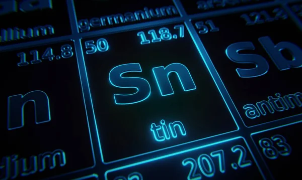 Konzentration Auf Das Chemische Element Zinn Das Periodensystem Der Elemente — Stockfoto