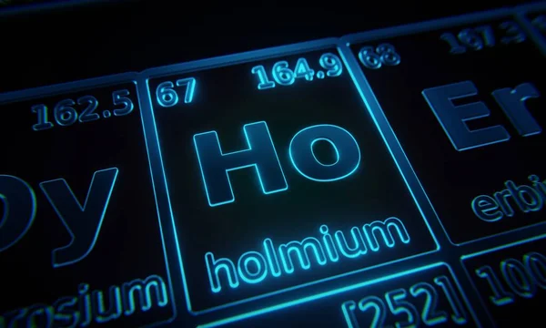 Focus Chemical Element Holmium Illuminated Periodic Table Elements Rendering — Stock Photo, Image