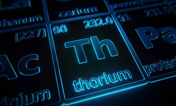 Сосредоточьтесь Химическом Элементе Тория Освещенном Периодической Таблице Элементов Рендеринг — стоковое фото