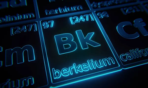 Сосредоточьтесь Химическом Элементе Berkelium Освещенном Периодической Таблице Элементов Рендеринг — стоковое фото