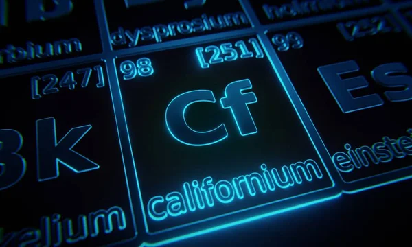 Focus Sur Élément Chimique Californium Illuminé Dans Tableau Périodique Des — Photo