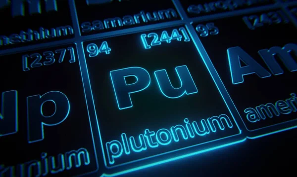 Focus Chemisch Element Plutonium Verlicht Periodiek Systeem Van Elementen Weergave — Stockfoto