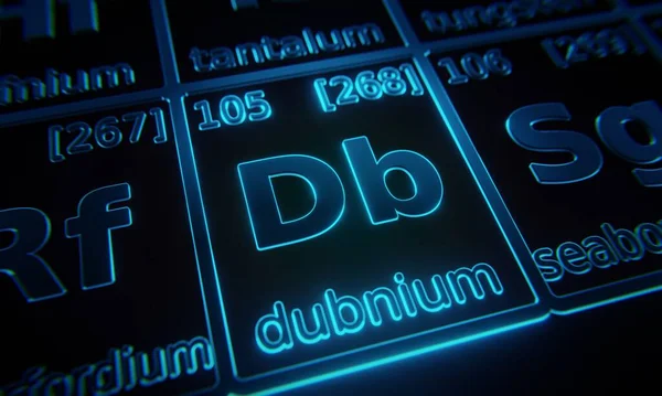 Konzentration Auf Das Chemische Element Dubnium Das Periodensystem Der Elemente — Stockfoto