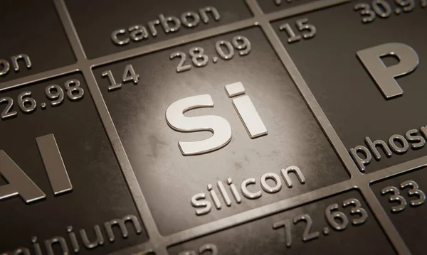 Highlight Chemical Element Silicon Periodic Table Elements Rendering — Stock Photo, Image