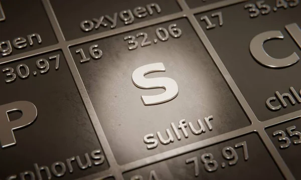 Highlight Chemical Element Sulfur Periodic Table Elements Rendering — Stock Photo, Image