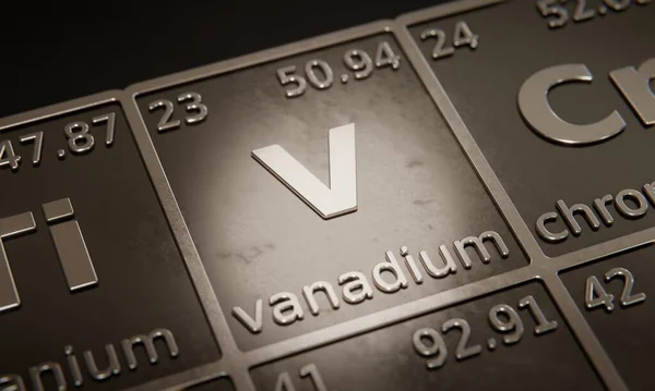 Hervorhebung Des Chemischen Elements Vanadium Periodensystem Der Elemente Rendering — Stockfoto