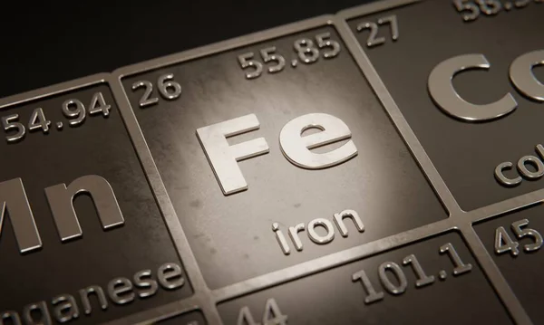 Highlight Chemical Element Iron Periodic Table Elements Rendering — Stock Photo, Image