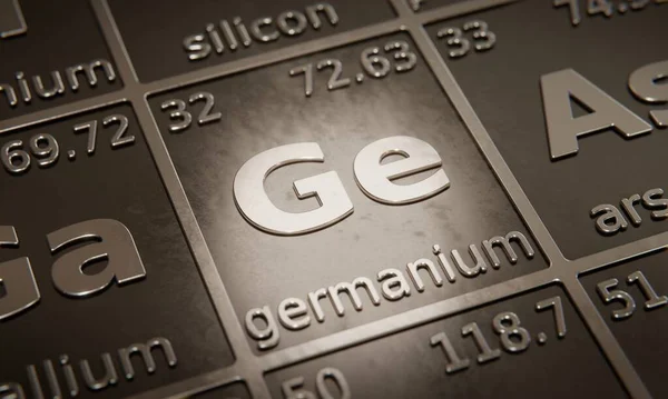 元素の周期表における化学元素ゲルマニウムのハイライト 3Dレンダリング — ストック写真