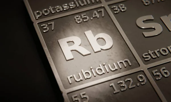 Markera Kemiska Grundämnen Rubidium Periodiska Tabeller Över Grundämnen Rendering — Stockfoto