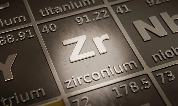 Mettre Évidence Élément Chimique Zirconium Dans Tableau Périodique Des Éléments — Photo