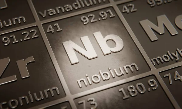 Highlight Chemical Element Niobium Periodic Table Elements Rendering — Stock Photo, Image
