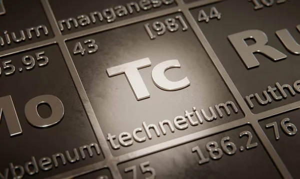 Hervorhebung Des Chemischen Elements Technetium Periodensystem Der Elemente Rendering — Stockfoto