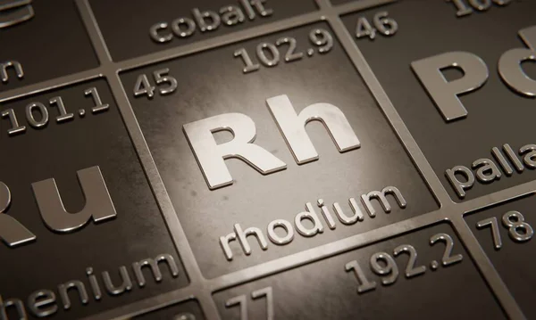 Mettre Évidence Élément Chimique Rhodium Dans Tableau Périodique Des Éléments — Photo