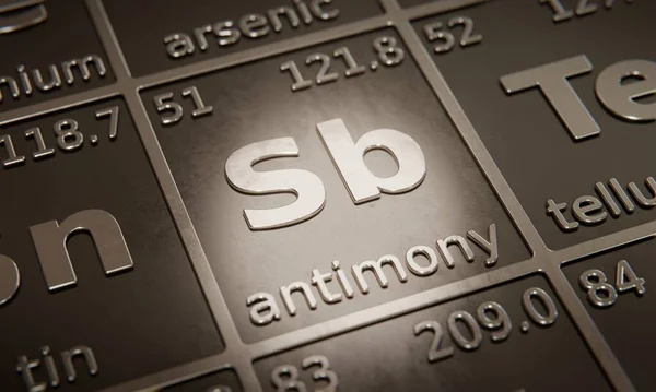 Highlight Chemical Element Antimony Periodic Table Elements Rendering — Stock Photo, Image