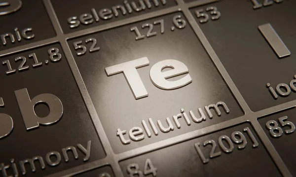 Mettre Évidence Élément Chimique Tellurium Dans Tableau Périodique Des Éléments — Photo